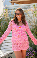 Vacay Mini Coverup ~ Bubblegum Pink Crochet