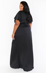 Rome Twist Gown ~ Black Luxe Satin