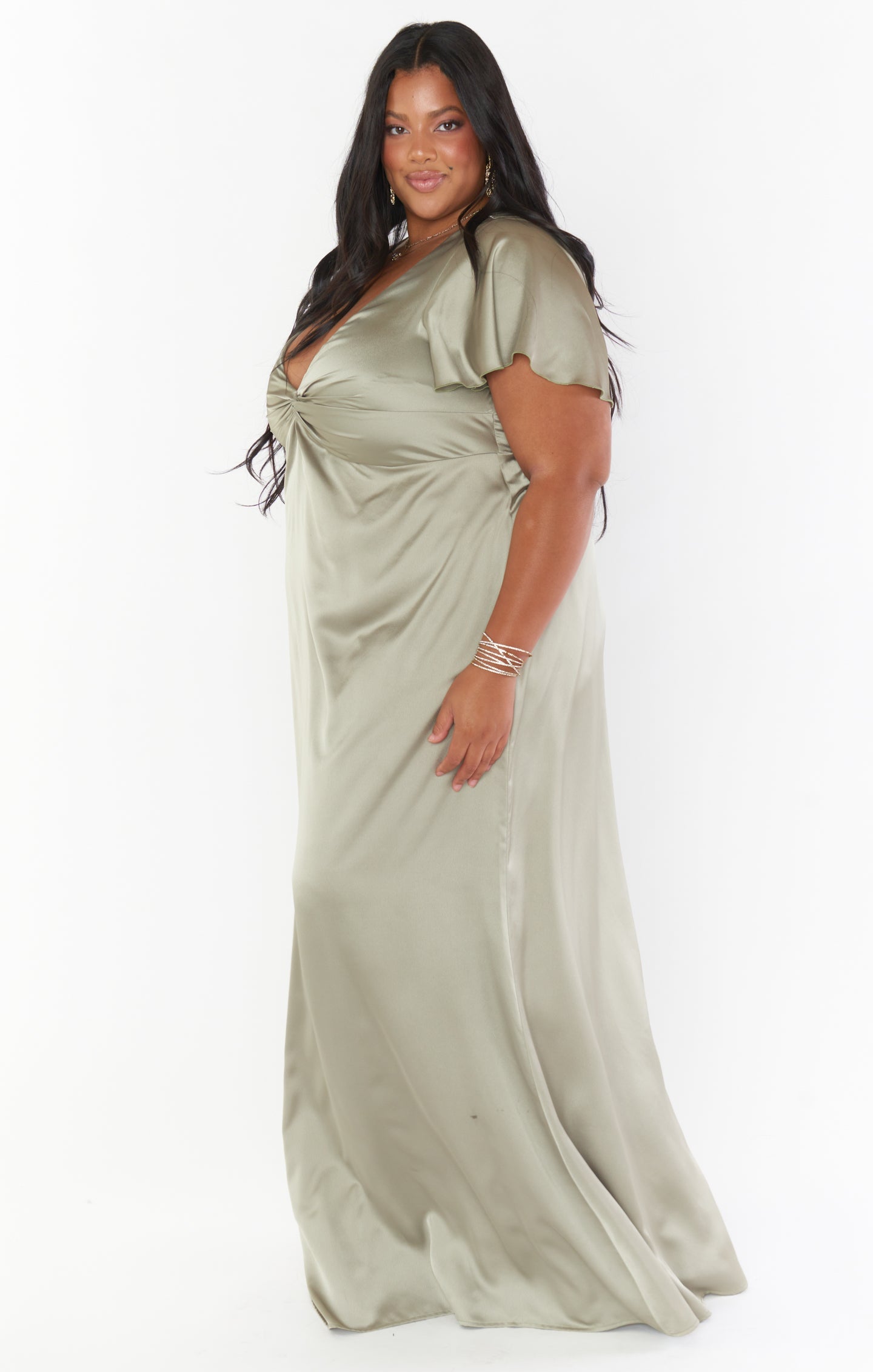 Rome Twist Gown ~ Moss Green Luxe Satin