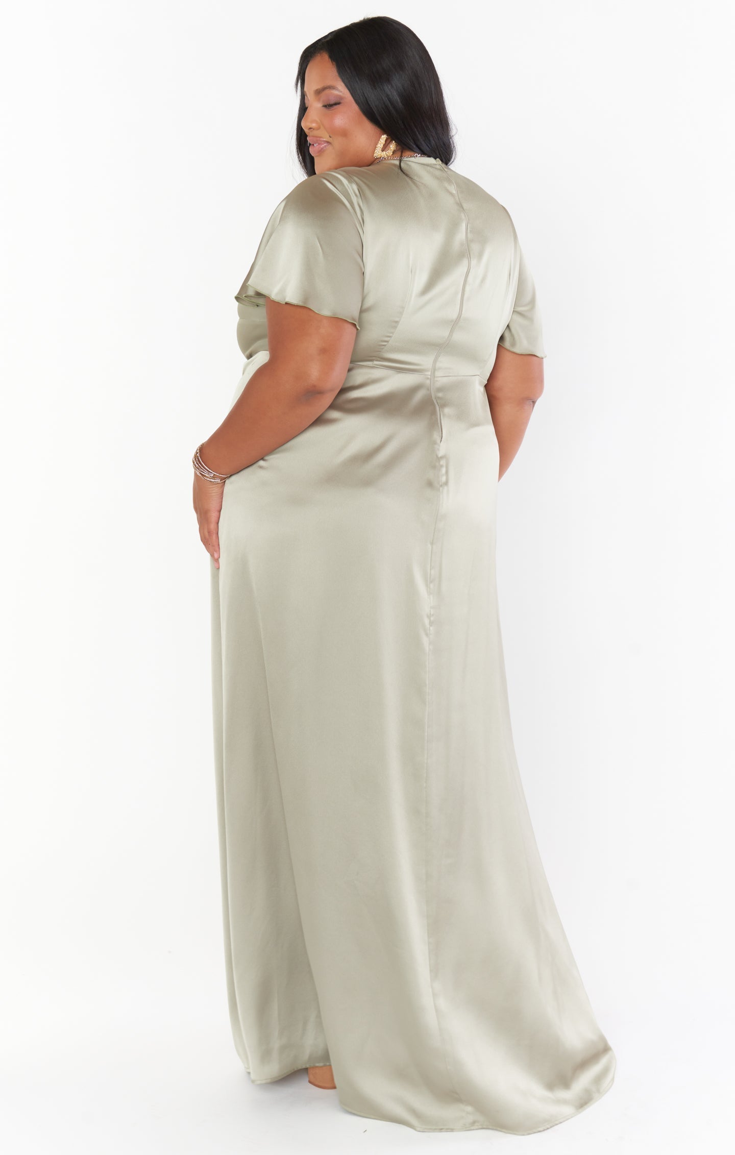 Rome Twist Gown ~ Moss Green Luxe Satin