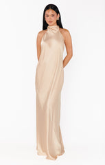 Lisa Maxi Dress ~ Champagne Luxe Satin