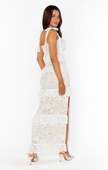 Monique Tie Maxi Dress ~ White Forever Lace
