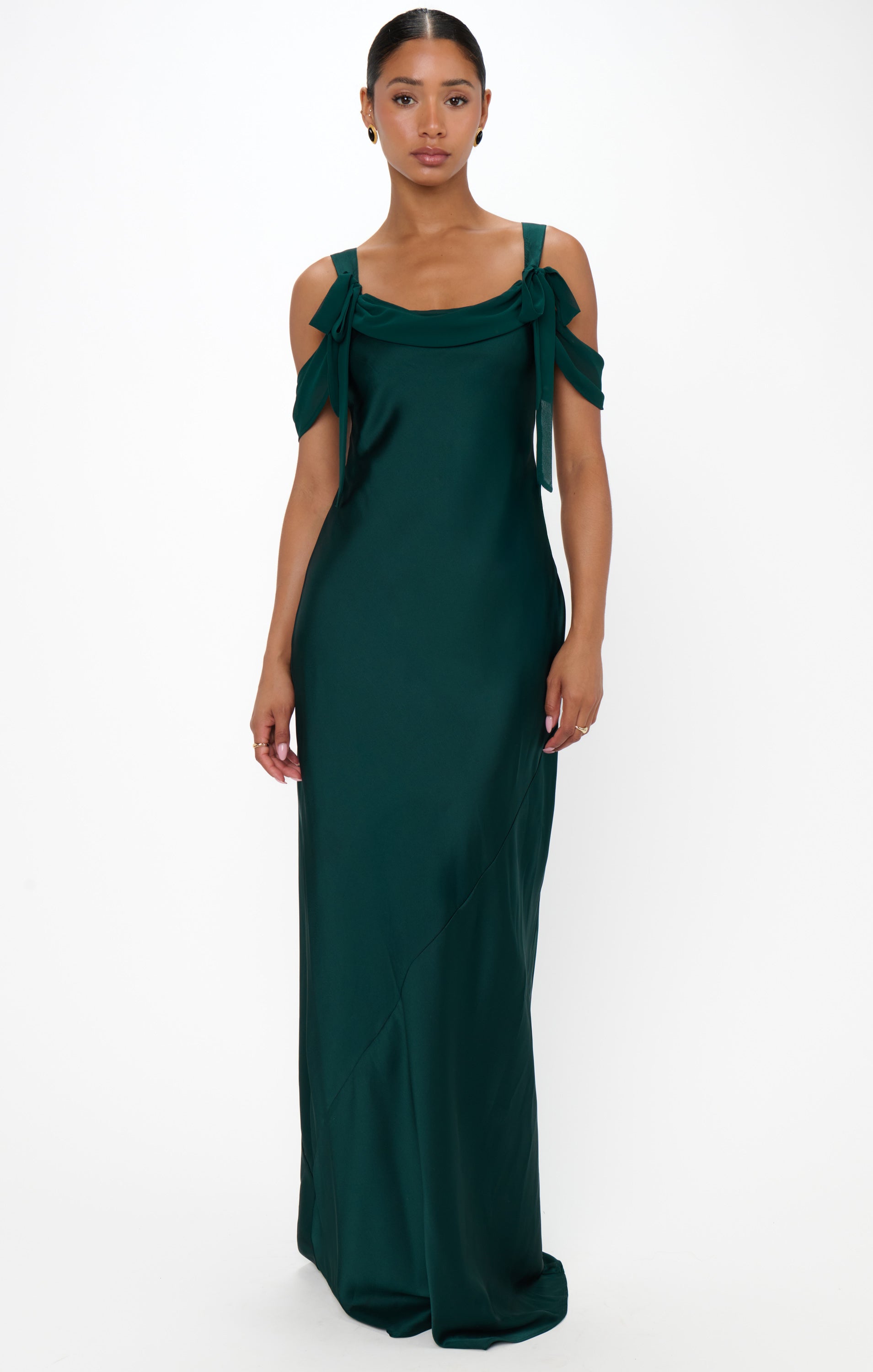 Bella Maxi Dress ~ Deep Emerald Luxe Satin