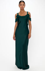 Bella Maxi Dress ~ Deep Emerald Luxe Satin