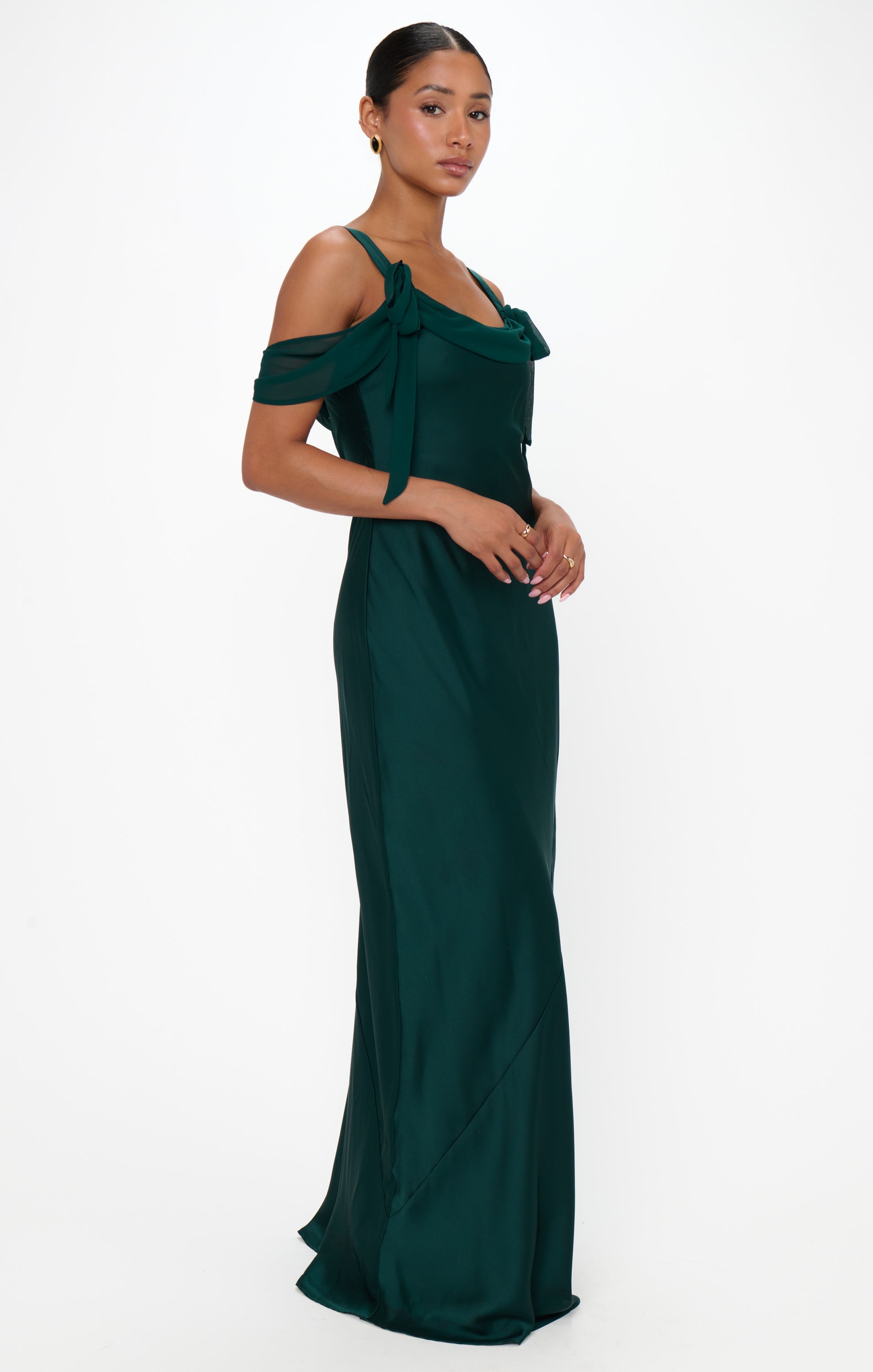 Bella Maxi Dress ~ Deep Emerald Luxe Satin