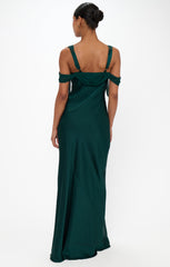Bella Maxi Dress ~ Deep Emerald Luxe Satin