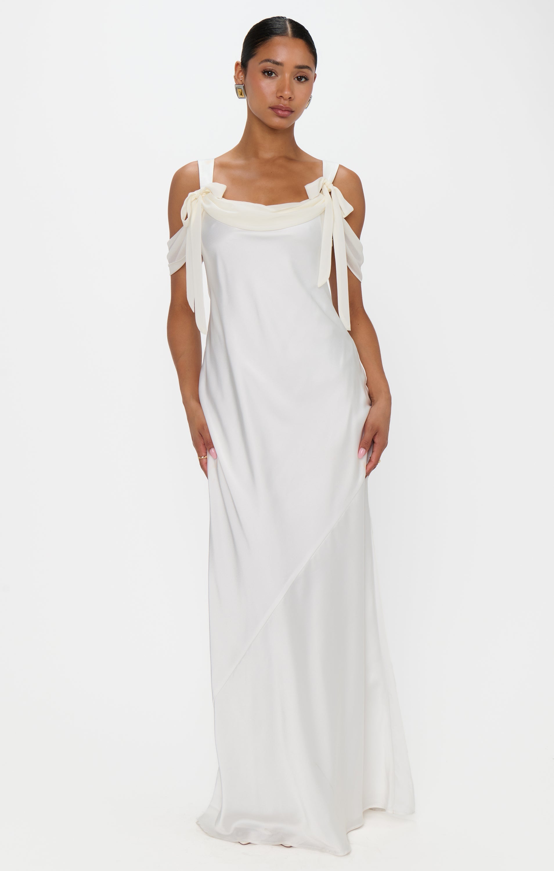 Bella Maxi Dress ~ Ivory Luxe Satin