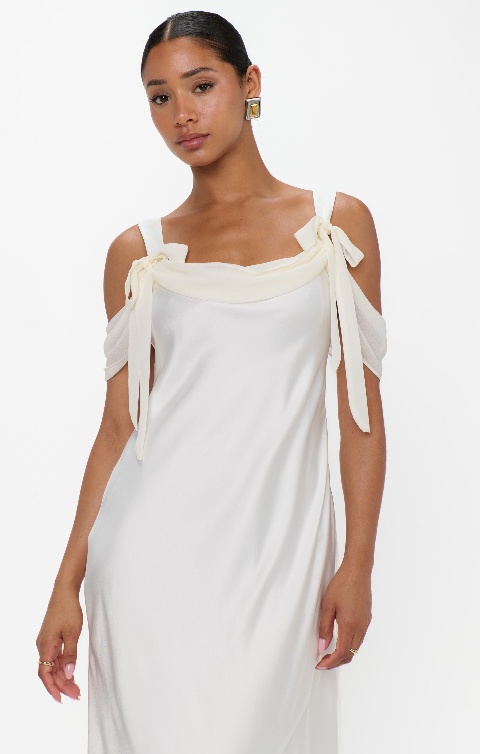 Bella Maxi Dress ~ Ivory Luxe Satin