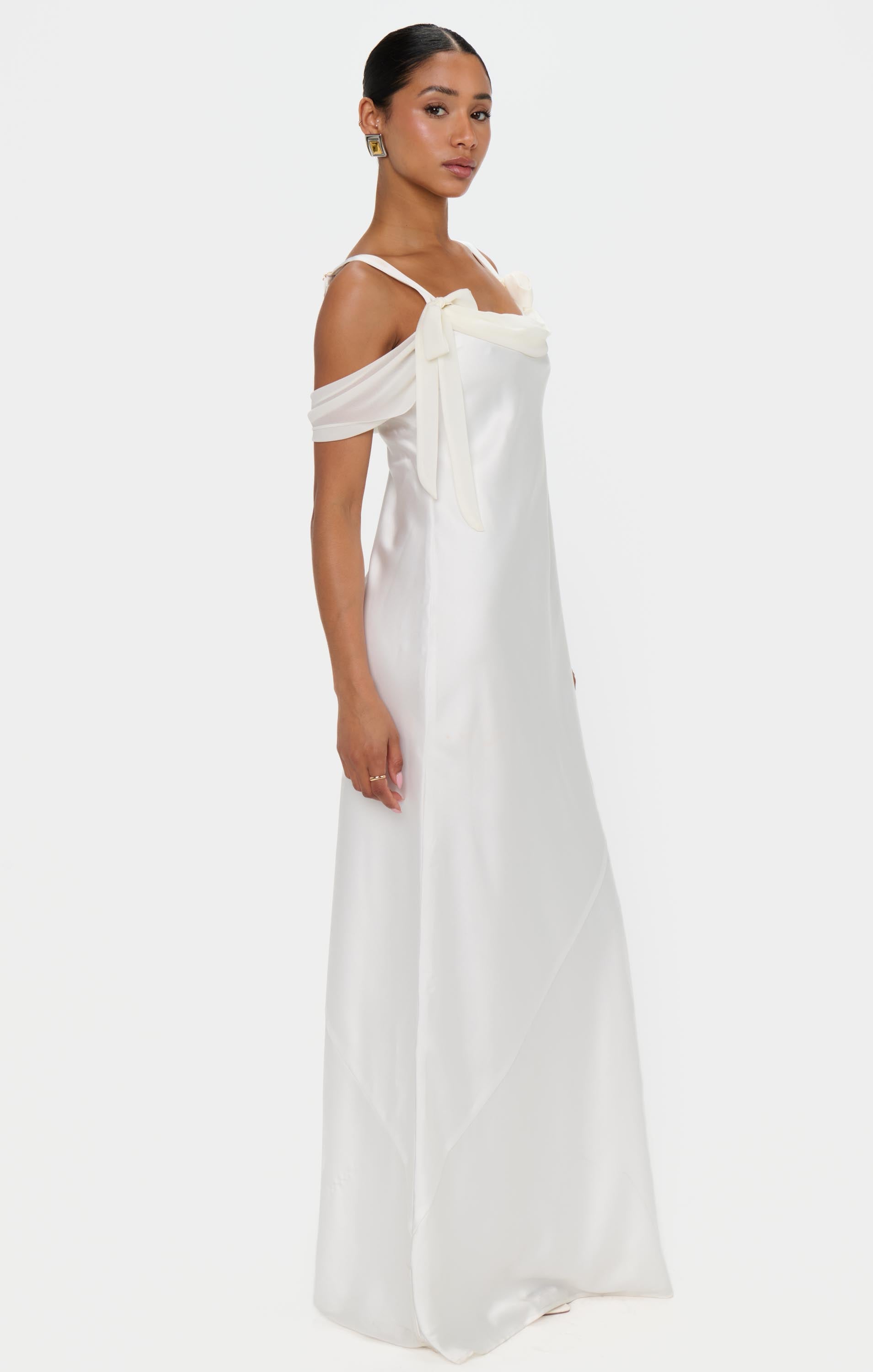 Bella Maxi Dress ~ Ivory Luxe Satin