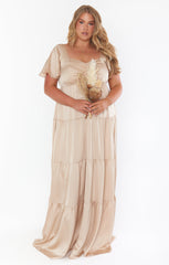 Nicole Maxi Dress ~ Champagne Luxe Satin