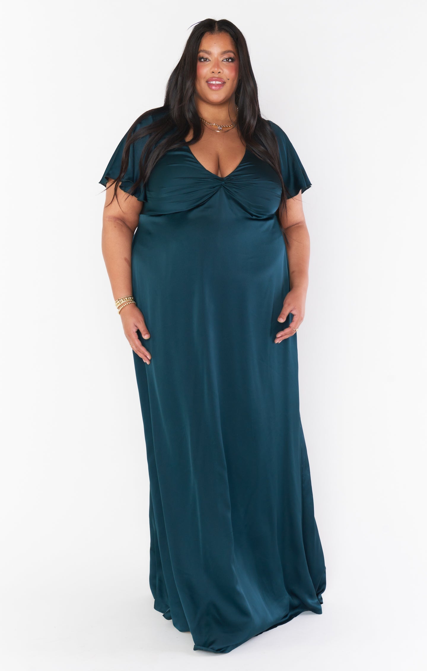 Rome Twist Gown ~ Deep Emerald Luxe Satin