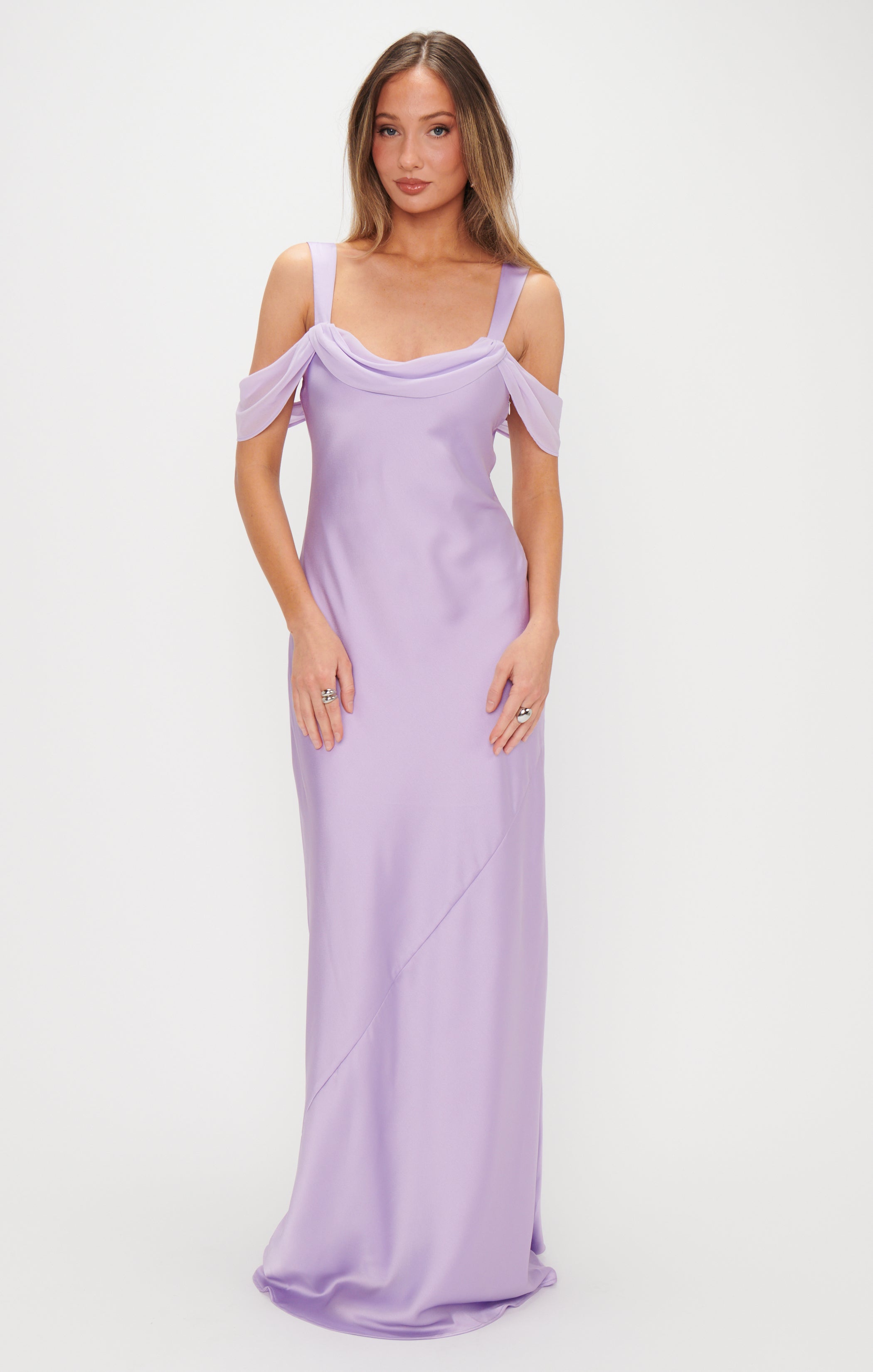 Bella Maxi Dress ~ Lavender Luxe Satin