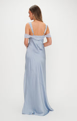 Bella Maxi Dress ~ Steel Blue Luxe Satin
