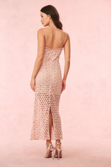 Lunaria Rhinestone Cotton Lace Maxi Dress