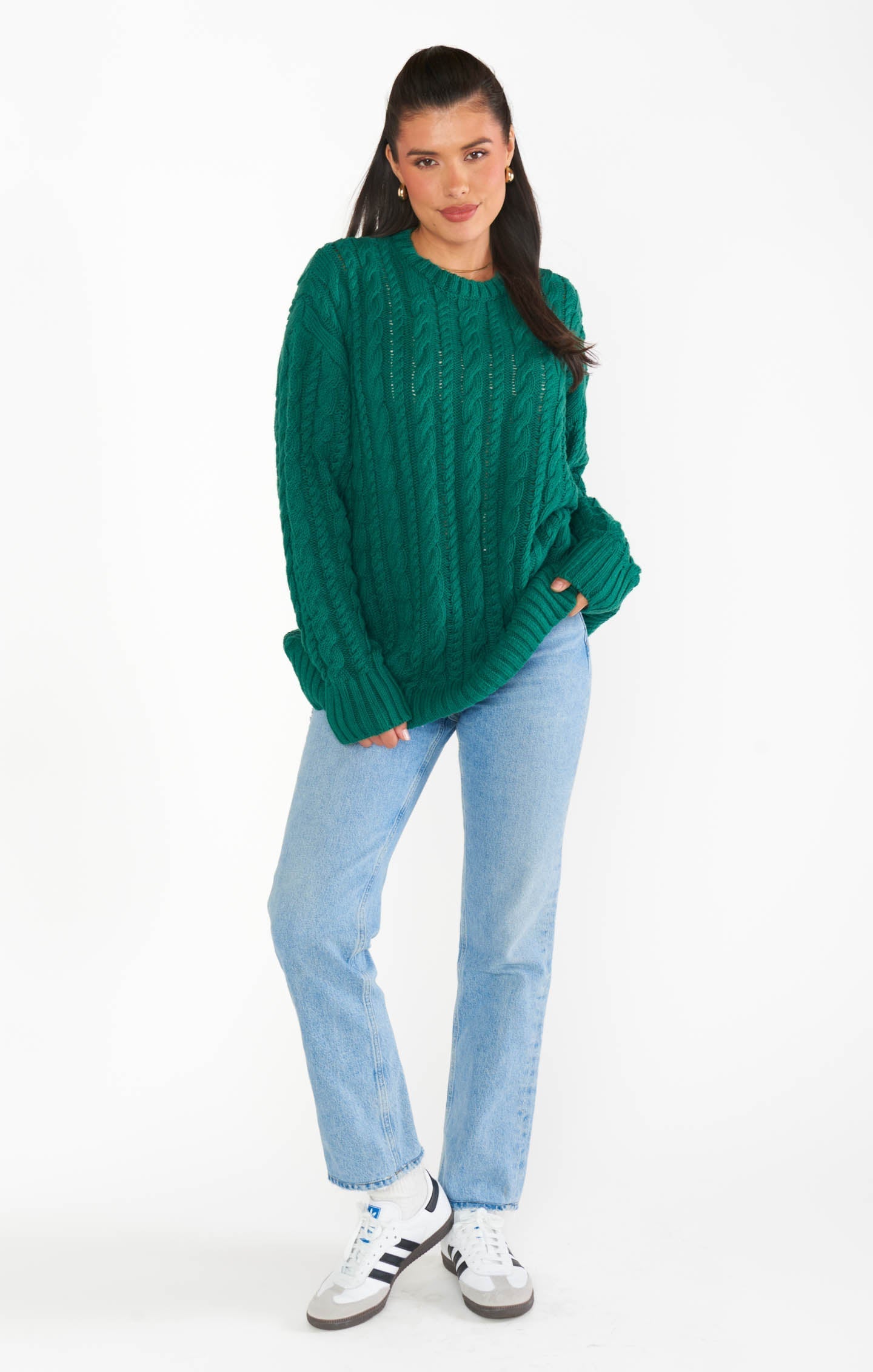 Day to Day Tunic Sweater ~ Emerald Cable Knit