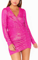 Party Hop Dress ~ Pink Disco Sequins