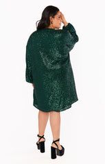 Sure Thing Mini Dress ~ Emerald Sequins