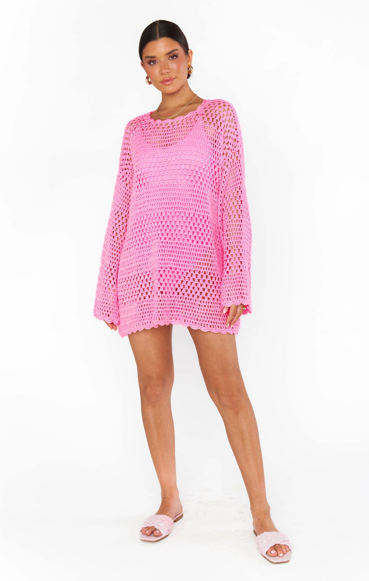 Paula Pullover ~ Bubblegum Pink Crochet
