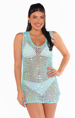 Cass Coverup ~ Blue Sequin Crochet