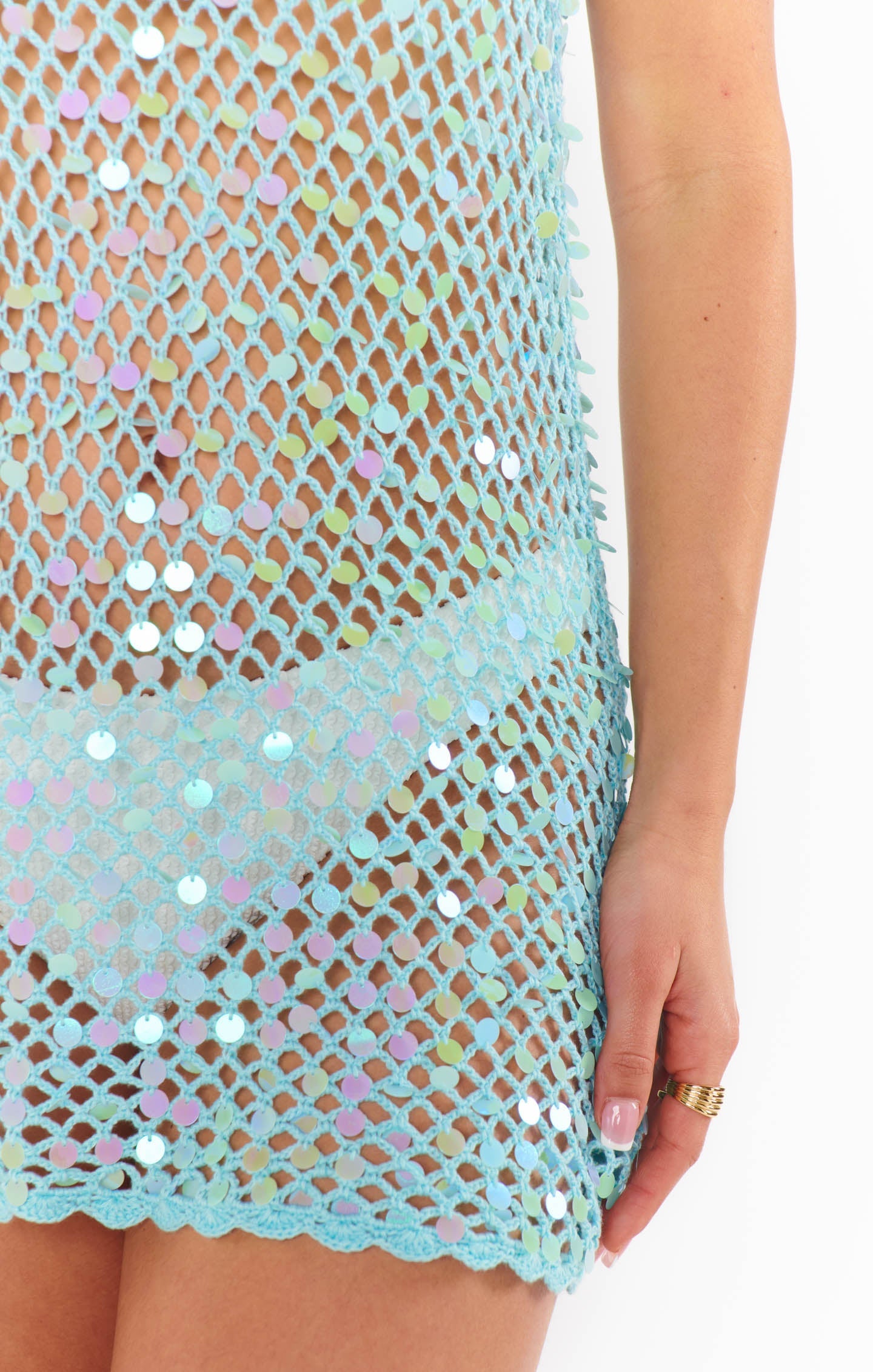 Cass Coverup ~ Blue Sequin Crochet
