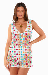 Vacay Mini Tank Coverup ~ 3D Floral Crochet
