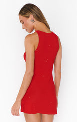 Miche Mini Dress ~ Red Sequin Shimmer Knit