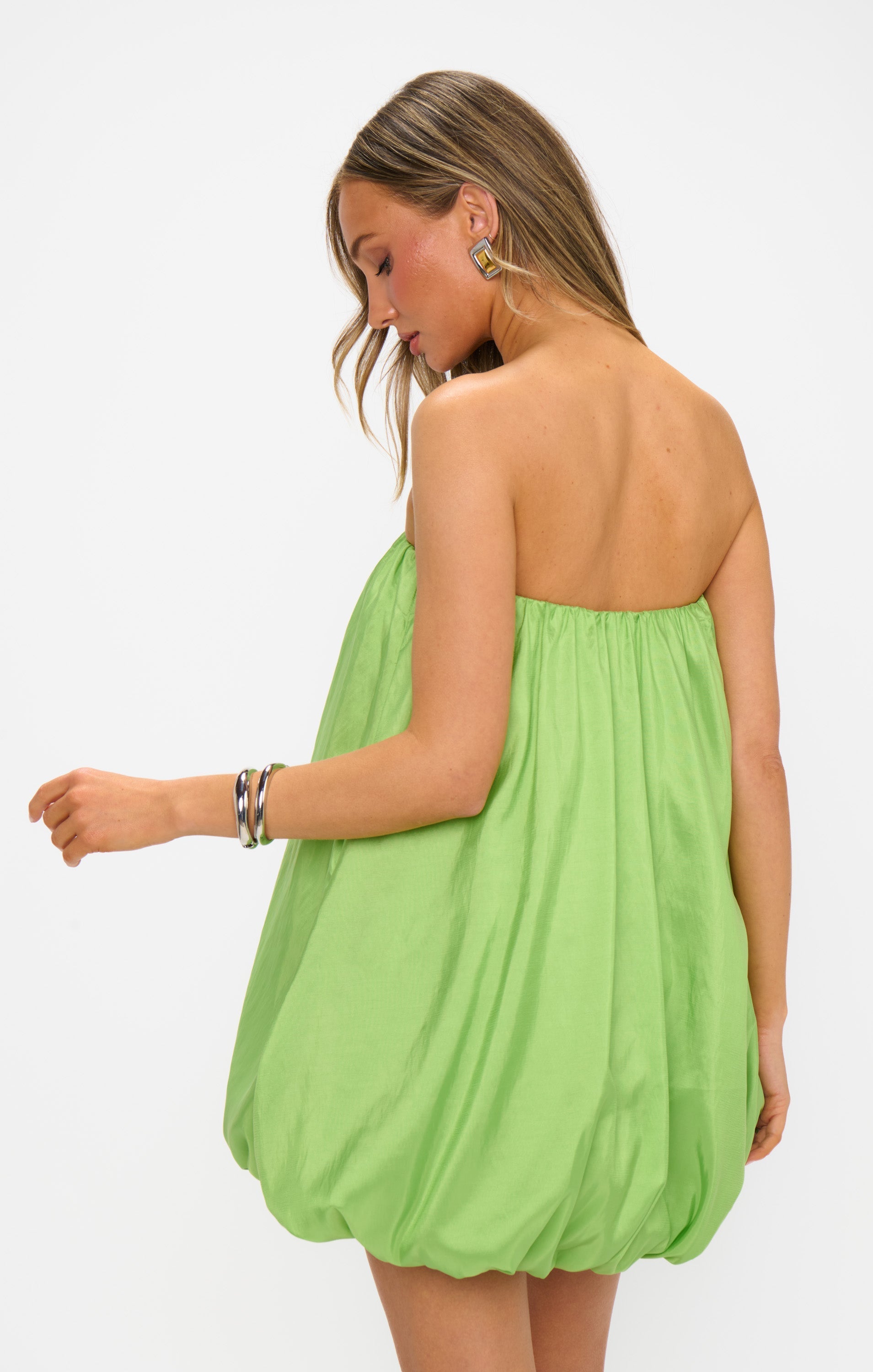 Beverly Bubble Dress ~ Key Lime Light Taffeta