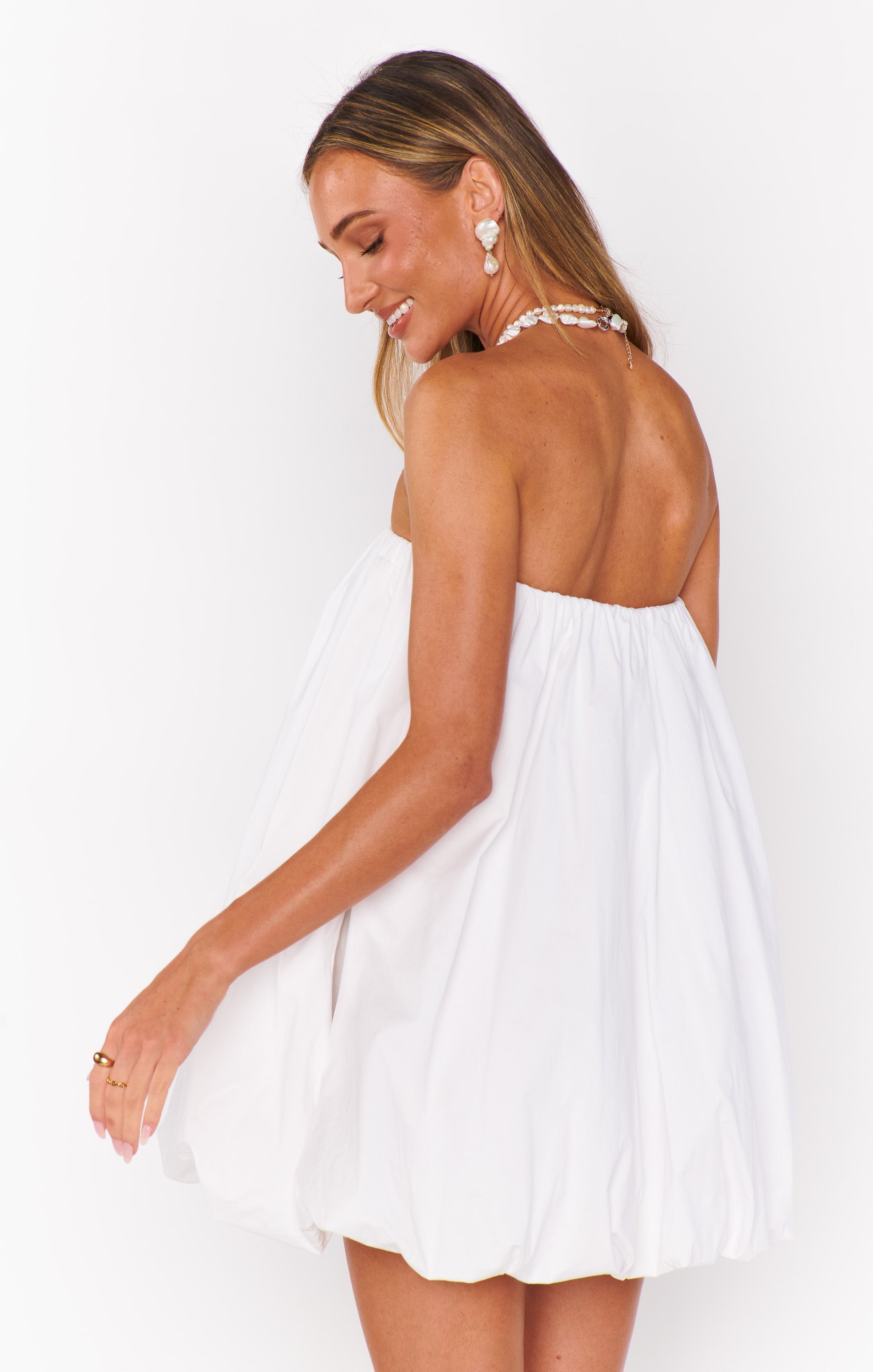 Beverly Bubble Dress ~ White Poplin
