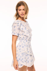 Natasha Upcycled Cotton Mini Dress - DIGITAL BLUE