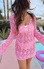Vacay Mini Coverup ~ Bubblegum Pink Crochet