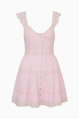 Rietta Cotton Lace-Trimmed Mini Dress