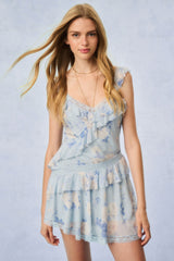 Serima Fragrance Print Mini Dress - WHISPER BLUE