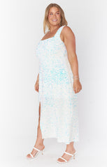 Eden Midi Dress ~ White Sparkle Sequins