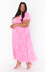 Mia Midi Dress ~ Pink Clip Floral